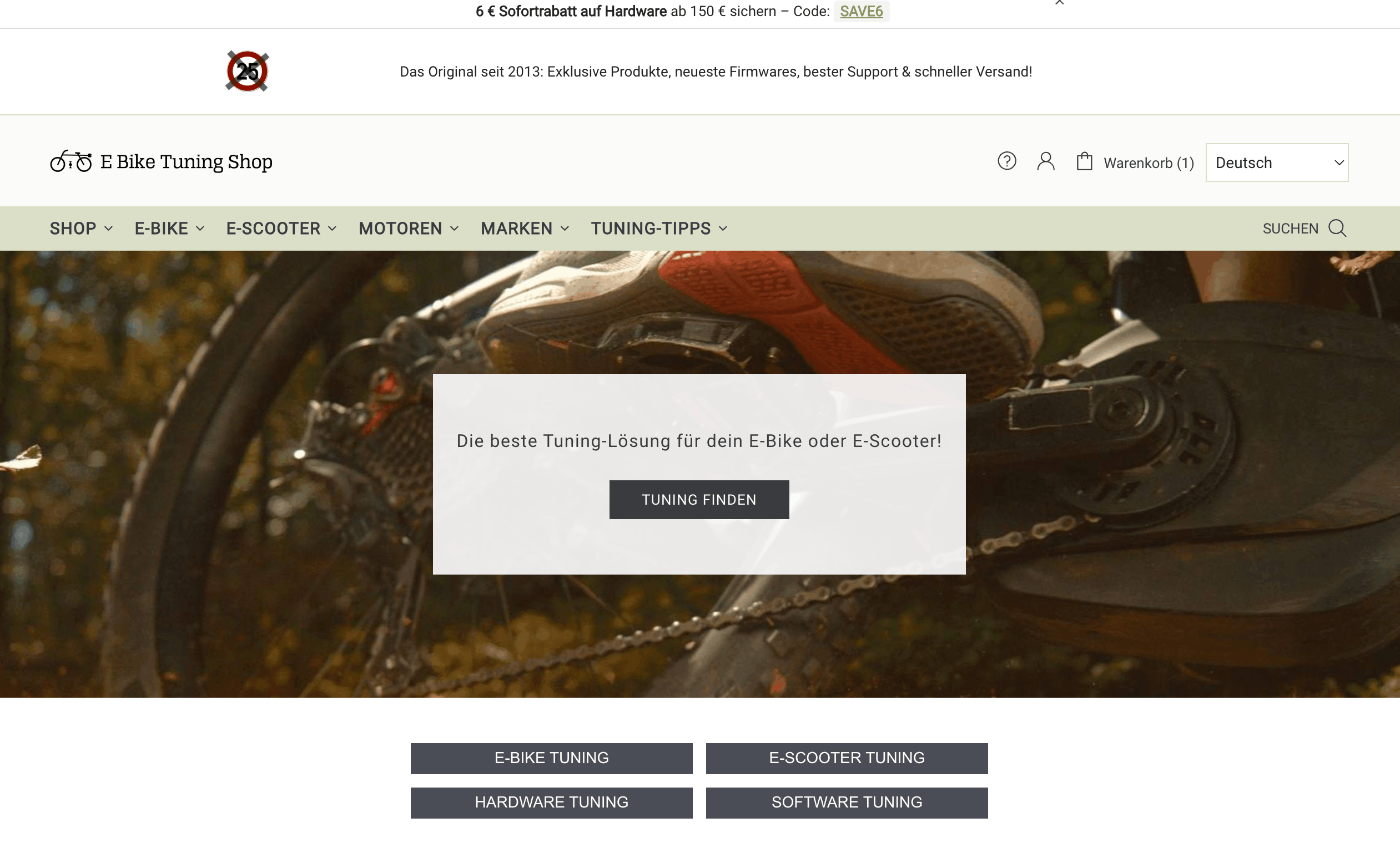 Screenshot von EBikeTuningShop.com