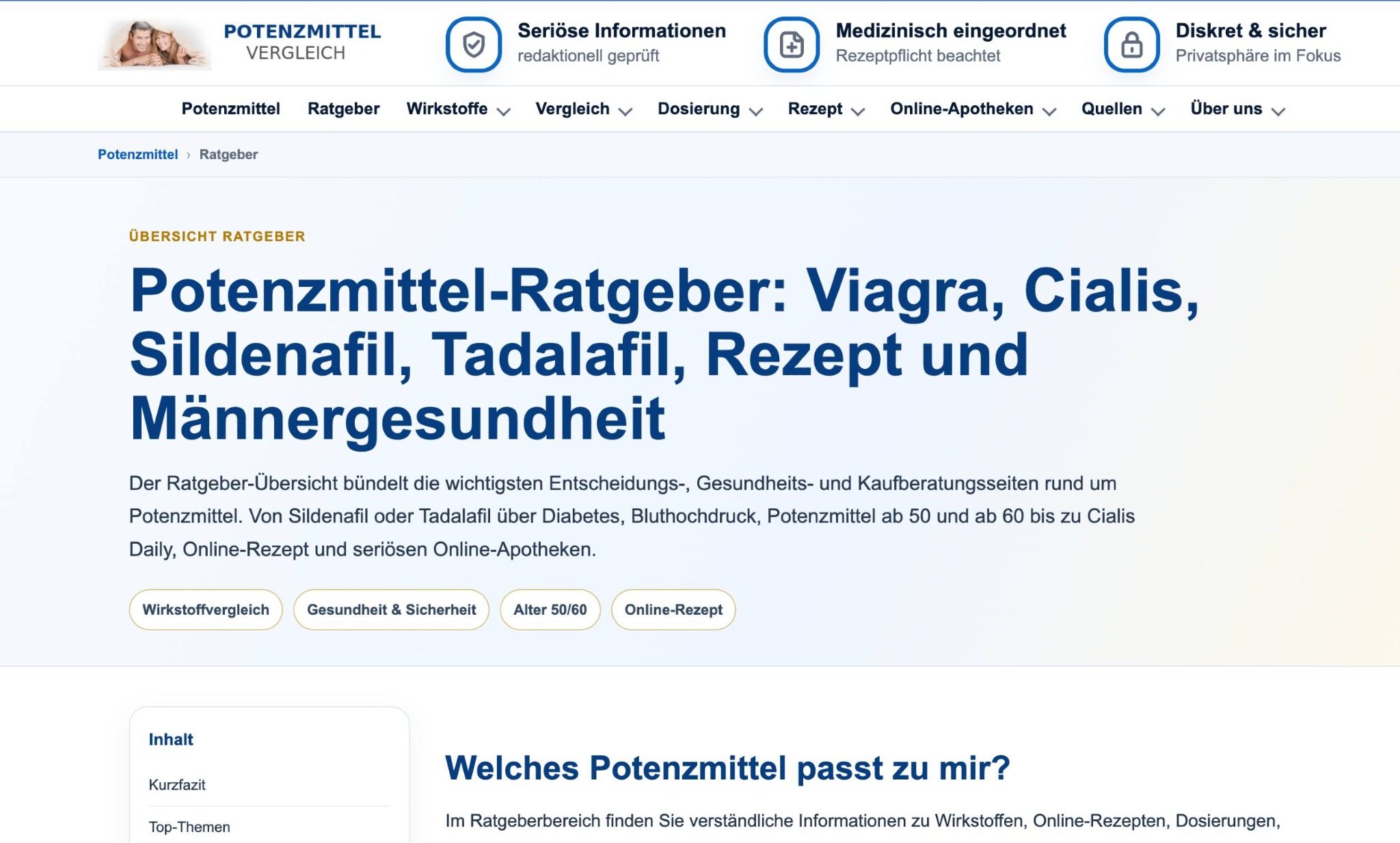 Screenshot von Potenzmittelvergleich.com